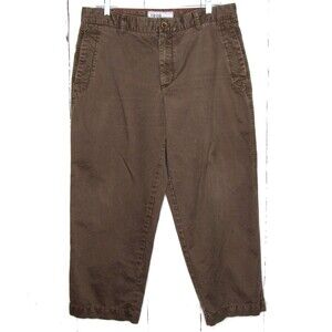 Izod Men's Chino Pants Brown Cotton Straight Leg Flat Front Size 38 x  29